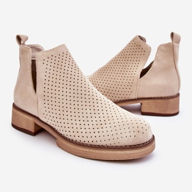 PS1 Angie Mocka genombrutna stövlar med platt klack Beige 1