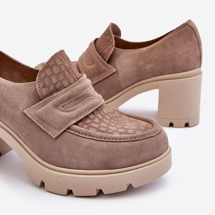 Lemar Arabell Mocka Chunky häl och plattform skor mörkbeige 1