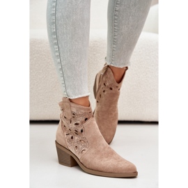 S.Barski Dammocka genombrutna Cowboystövlar Beige Daxon 2