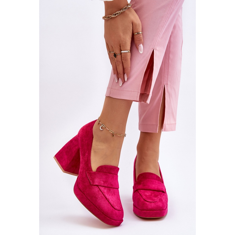 Vinceza Fuchsia Adriel Mocka Pumps med tjocka klackar och plattform rosa 1