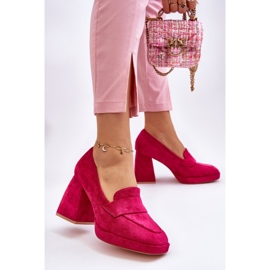 Vinceza Fuchsia Adriel Mocka Pumps med tjocka klackar och plattform rosa 2