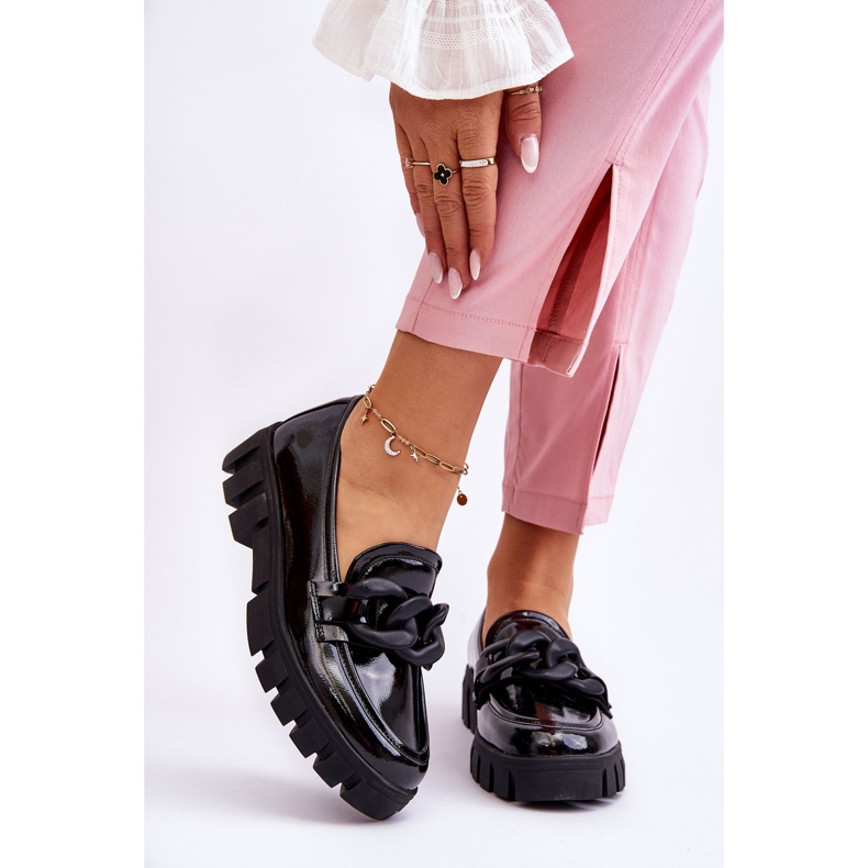 Vinceza Lackerad plattform Loafers för kvinnor Svart Bennett 1