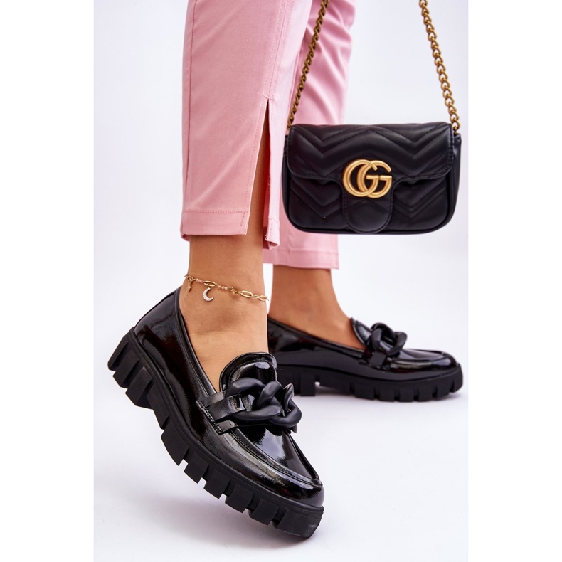 Vinceza Lackerad plattform Loafers för kvinnor Svart Bennett 2