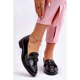 Vinceza Svarta Marra Patent Loafers med platt klack 1