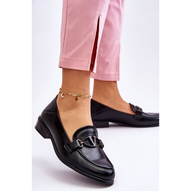 Vinceza Svart Marra Leather Flat Heel Loafers 2