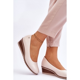 Vinceza Klassiska beige Greysen kilpumpar 2