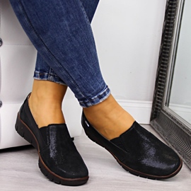 Damskor i läder, slip-on svarta Helios 350 1