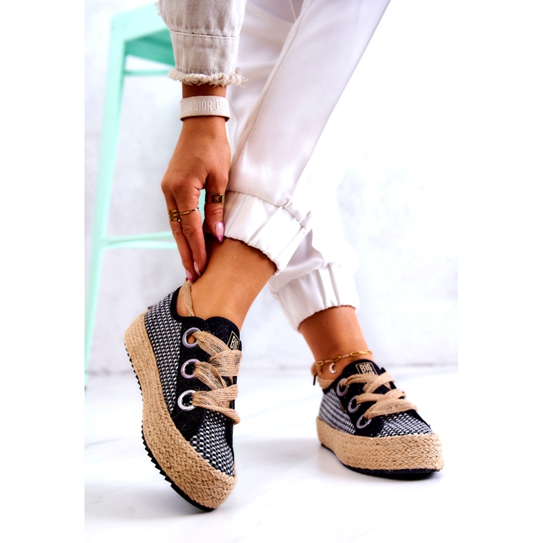 Flätade sneakers för damer Big Star JJ274393 Svart beige 1