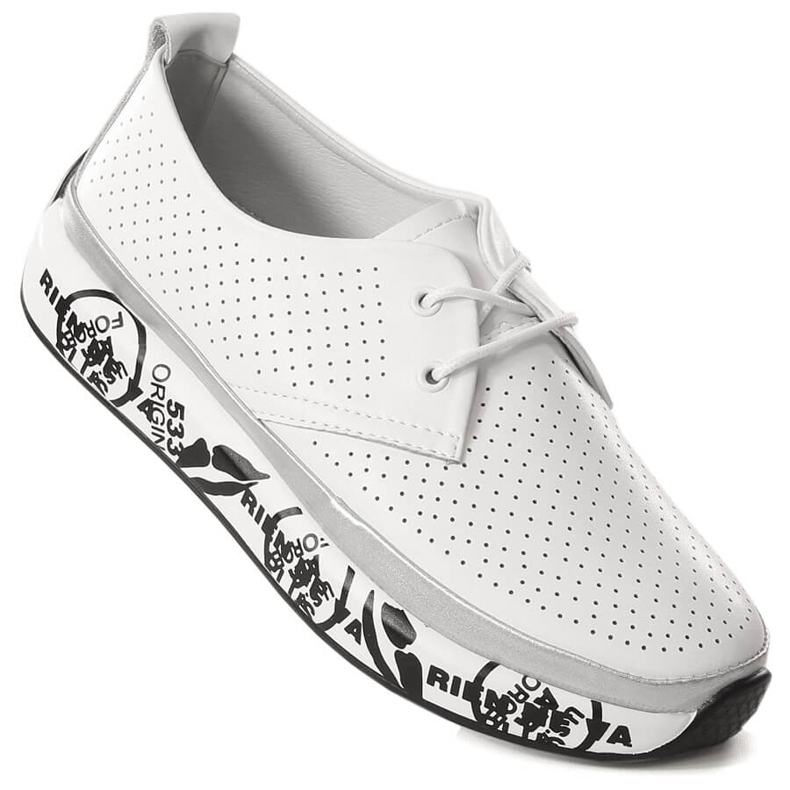 Kvinnors läderskor på plattformen vita T.Sokolski W23-29 1