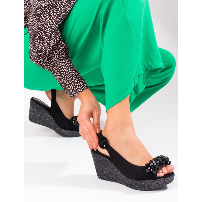 Shelovet mocka sandaler för kvinnor svarta 2