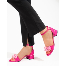 Shelovet rosa lågklackade sandaler för kvinnor 1