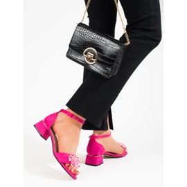 Shelovet rosa lågklackade sandaler för kvinnor 2