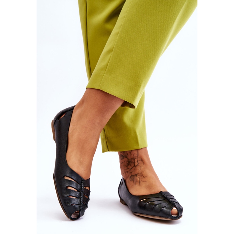 Lemar Bekväma läderballerinor för kvinnor Svart Luka 2