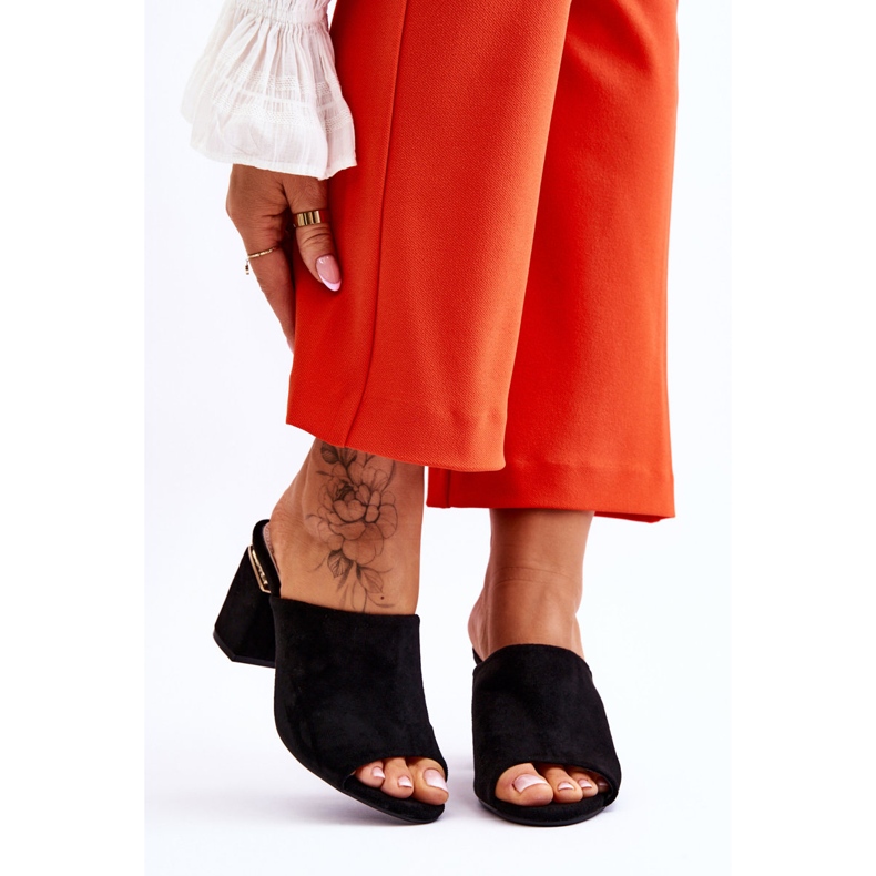 Vinceza Damtofflor med hög klack i mocka, svart Carter 1