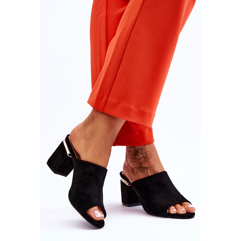 Vinceza Damtofflor med hög klack i mocka, svart Carter 2