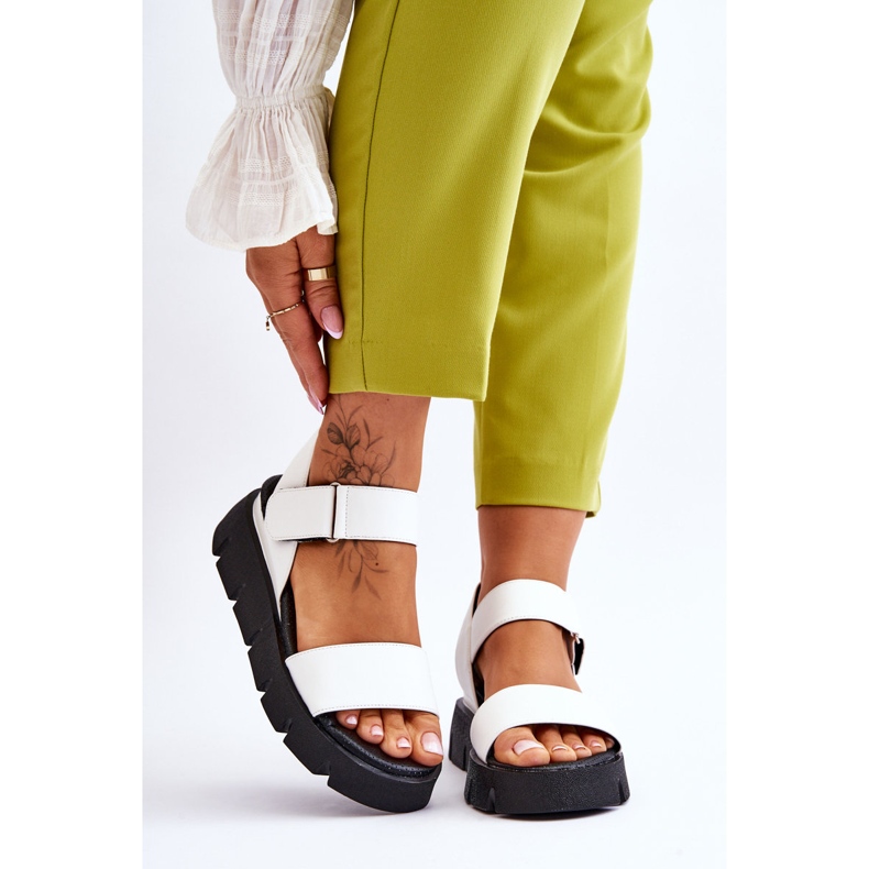 Vinceza Platformsandaler i läder för kvinnor Vit Katte 2