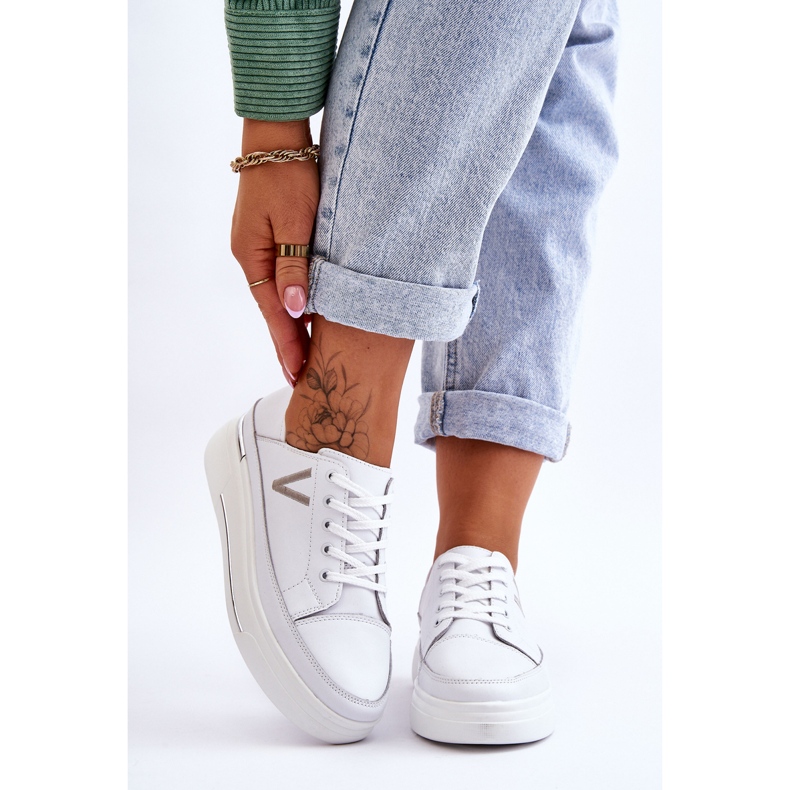 Vinceza Läderplattform Sportskor för kvinnor Vita Saul 1