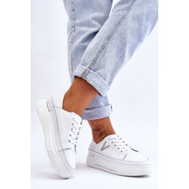 Vinceza Läderplattform Sportskor för kvinnor Vita Saul 2