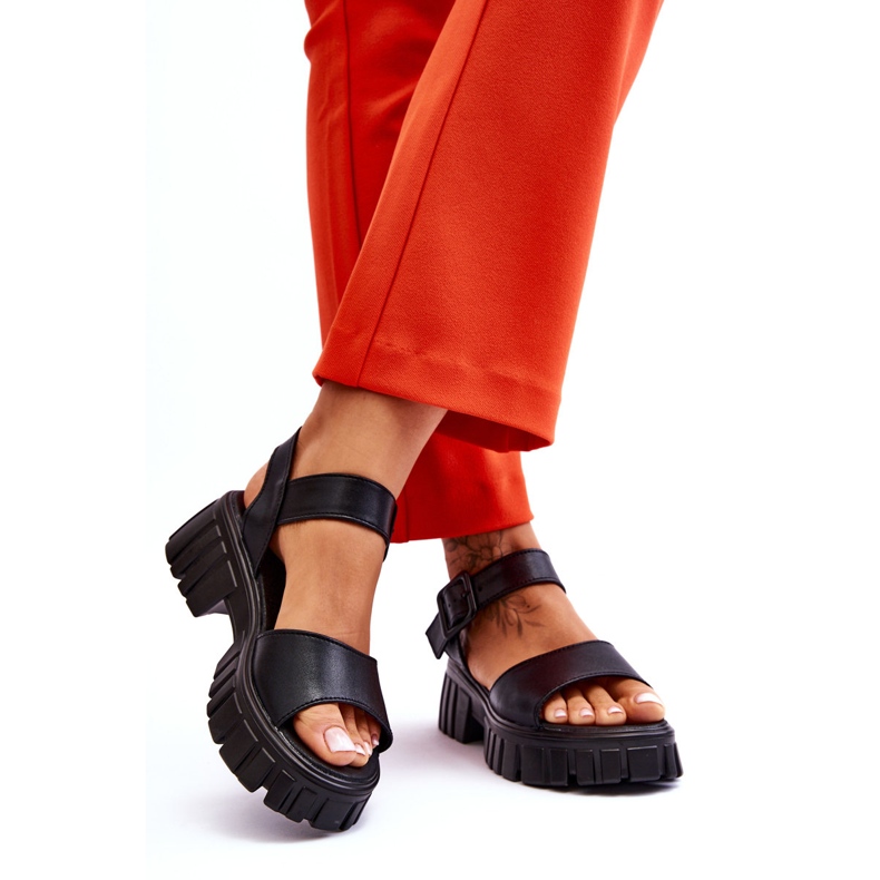 Vinceza Platta sandaler i läder för kvinnor Svart Dean 2