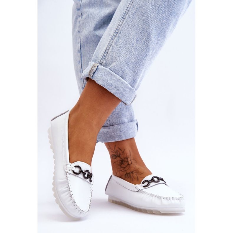 Vinceza Dam bekväma läder loafers Vit Miguel 2