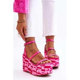 FS1 Fashionabla kilsandaler med mönster Fuchsia Claria rosa 1
