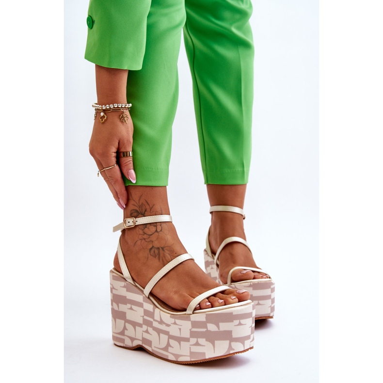 FS1 Fashionabla kilsandaler med mönster Beige Claria brun 1