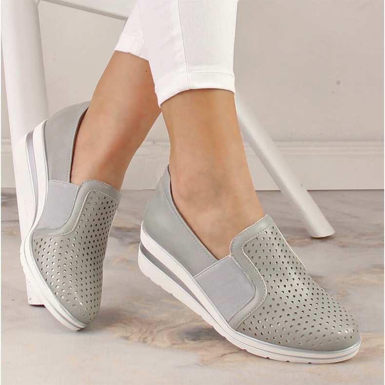 Genombrutna kilskor dam grå Jezzi MR1738-17 1