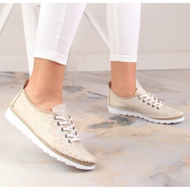Läder lätta damsportskor beige Artiker 52C0691 2