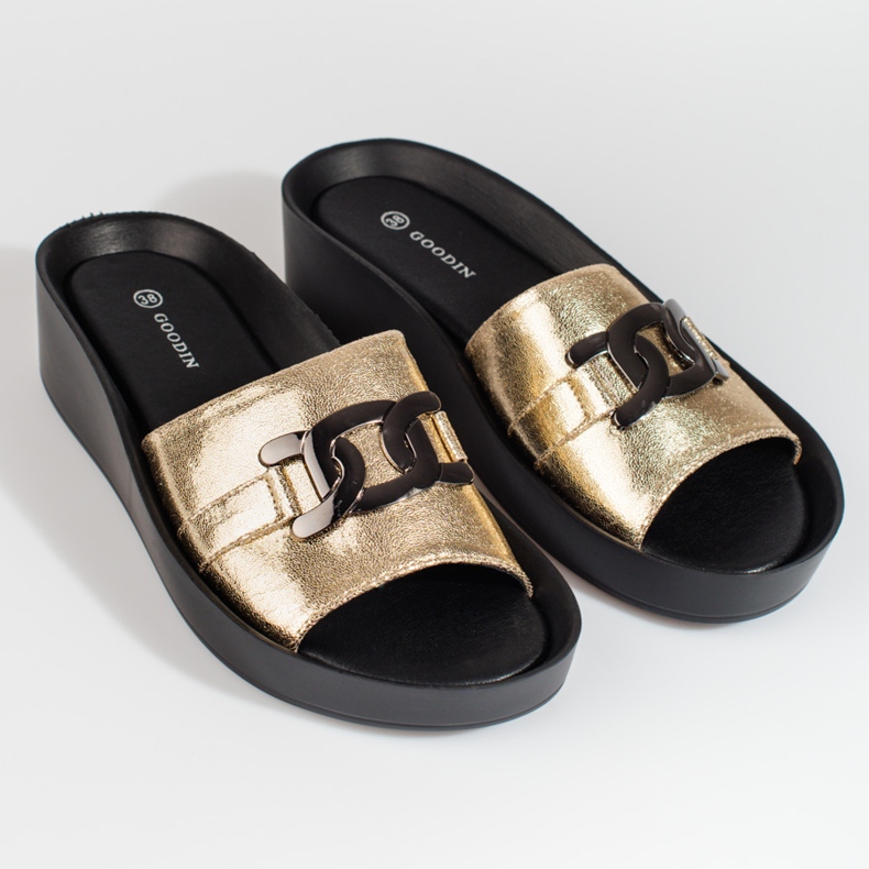 Shelovet plattformstofflor i guld för kvinnor gyllene 1