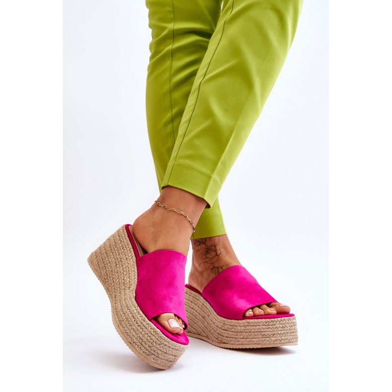 FS1 Klädd- och plattformsflipflops för kvinnor Fuchsia Ysabel rosa 2