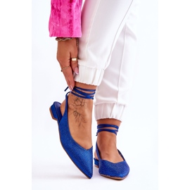 Bundna Blå Mavis Ballerinas Med Strass 1