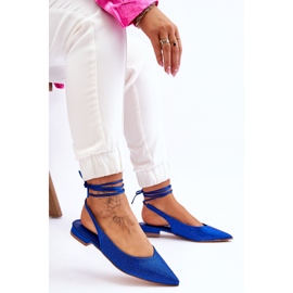 Bundna Blå Mavis Ballerinas Med Strass 3