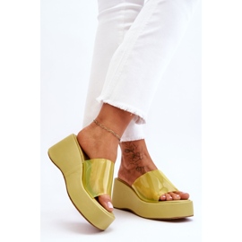 FS1 Transparent Wedge Tofflor för kvinnor Ljusgrön Eliane 2