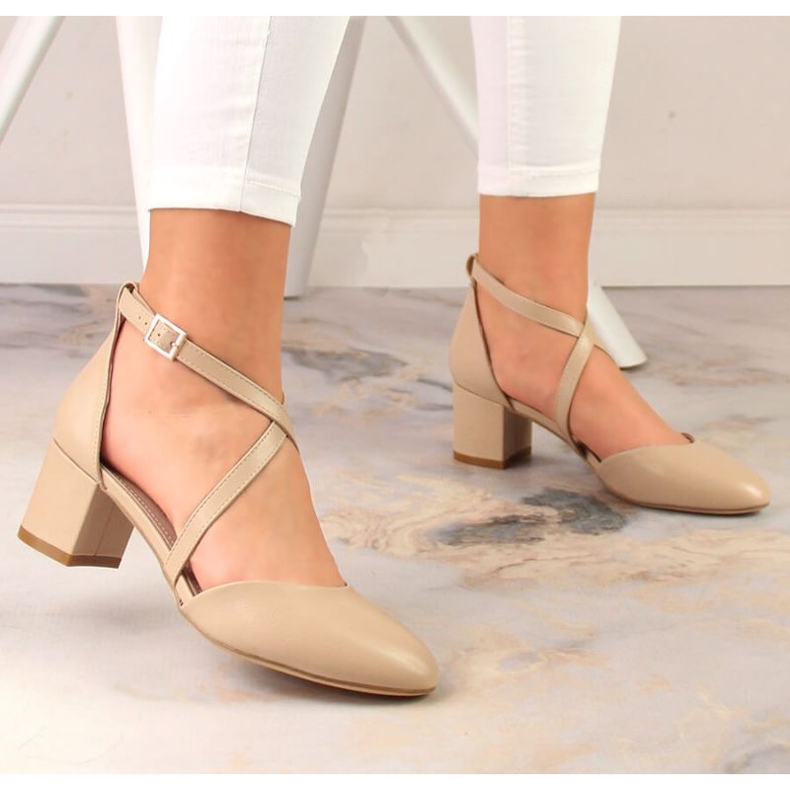 Högklackade formella sandaler Sergio Leone W SK365C beige 2