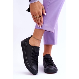 Låg läder sneakers för kvinnor Big Star KK274011 Svart 2