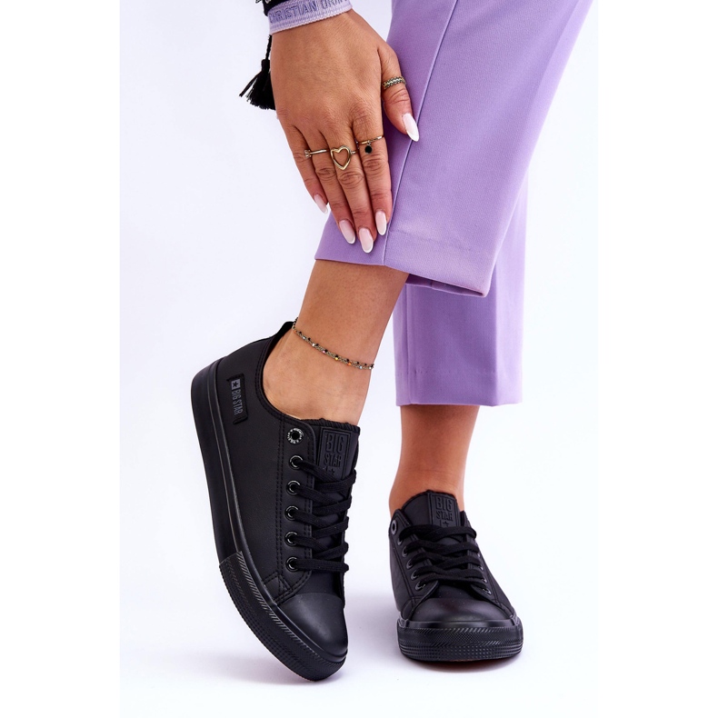 Låg läder sneakers för kvinnor Big Star KK274011 Svart 2