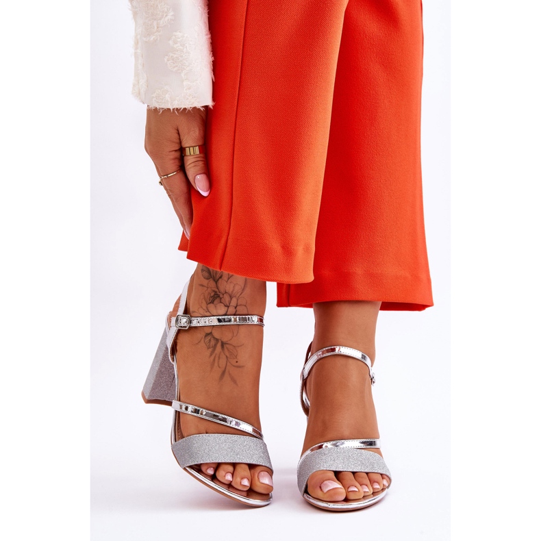 Vinceza Silver Alicia Glitter sandaler med hög klack 1