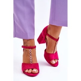 Vinceza Suede High Heels med Zircons fuchsia rosa 3