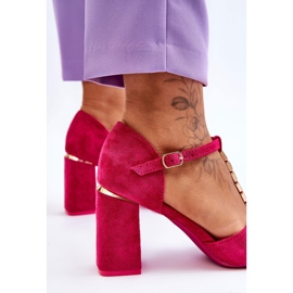 Vinceza Suede High Heels med Zircons fuchsia rosa 9