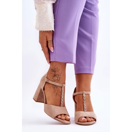 Vinceza Aniya Beige Mocka högklackade sandaler med strass brun 1