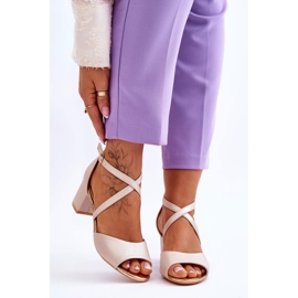 Vinceza Lädersandaler med låg klack för kvinnor Golden Quinn gyllene 1