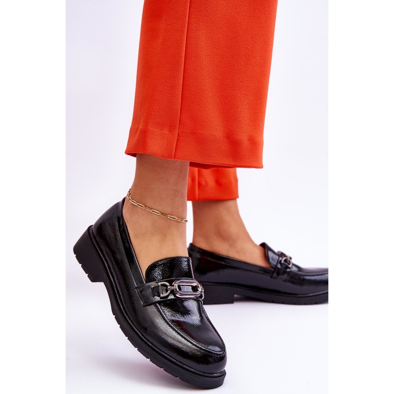 S.Barski Lackade Mockasin Loafers Med Svart Maura-dekoration 2