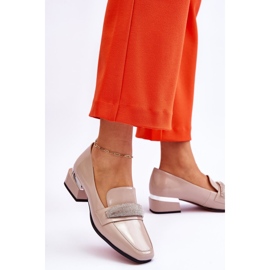 S.Barski Loafers i lackläder med strass Beige Lavern 2