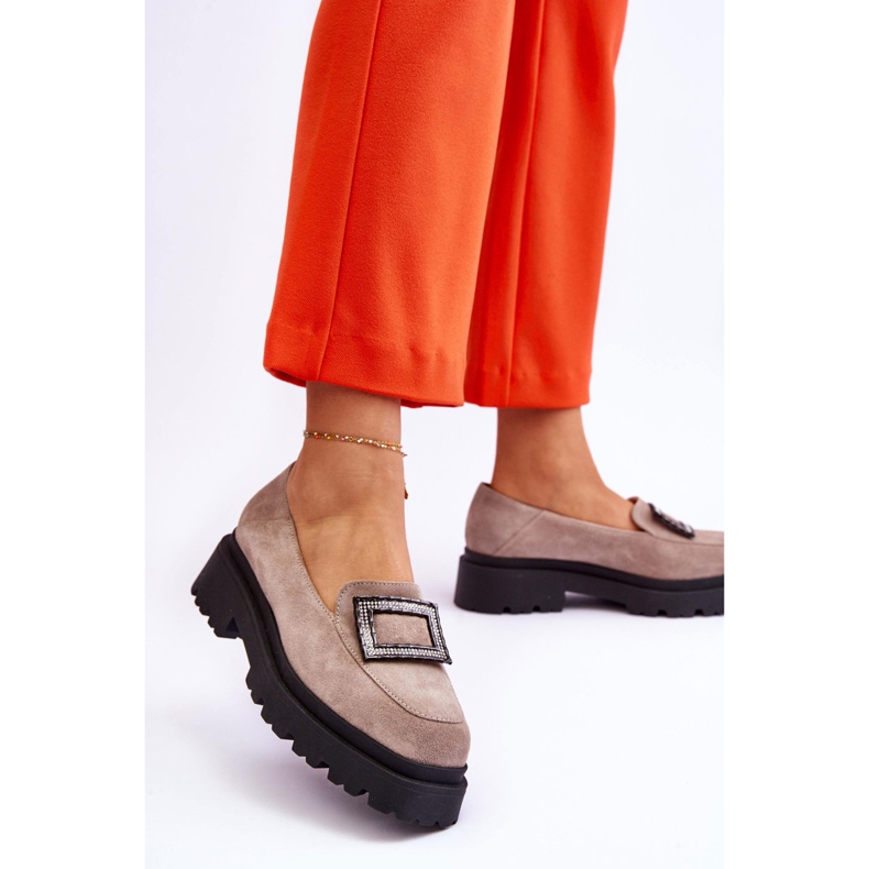 FILIPCZYK Bekväma beige mocka loafers Agathe 2