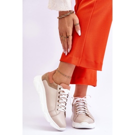 FILIPCZYK Bekväma Läder Platform Sneakers Beige Alisane 1