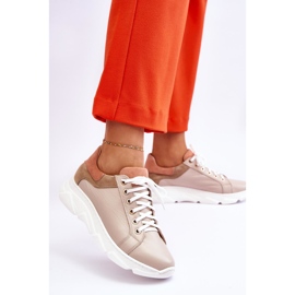 FILIPCZYK Bekväma Läder Platform Sneakers Beige Alisane 2