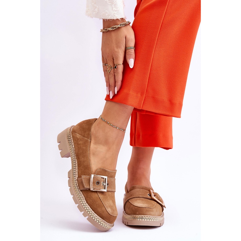 FILIPCZYK Fashionabla mörkbeige loafers i mocka Eloisa 1