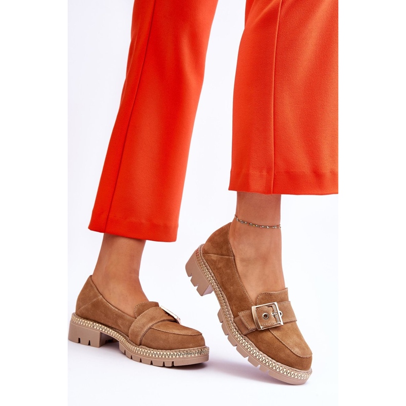 FILIPCZYK Fashionabla mörkbeige loafers i mocka Eloisa 2