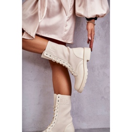 Ankelstövlar för kvinnor med platt klack, beige 2