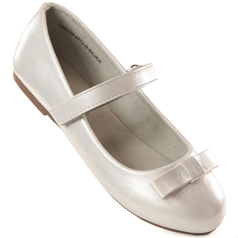 Girls' First Communion ballerinas med kardborre i silver eVento 4772 silver- 1